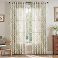 jinachan Linen Blend Floral Curtains for Living Room 90 Inch Length Christmas Sage Green Printed Curtain Rod Pocket Back Tab Farmhouse Peony Flower Patterned Drapes Bedroom Curtains Set 2 Panels by JINCHAN