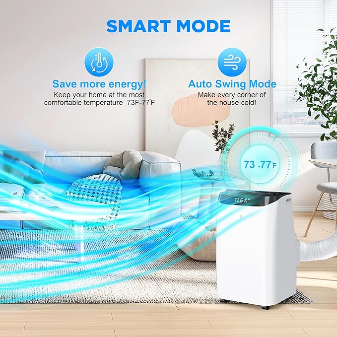 12000 BTU Portable Air Conditioners with Remote Control, 3-in-1 Free Standing Cooling AC Unit with Fan & Dehumidifier, Cools Room up to 500 sq.ft, Smart/Sleep Mode,3 Speed,24H Timer,Window Kit - Image 8