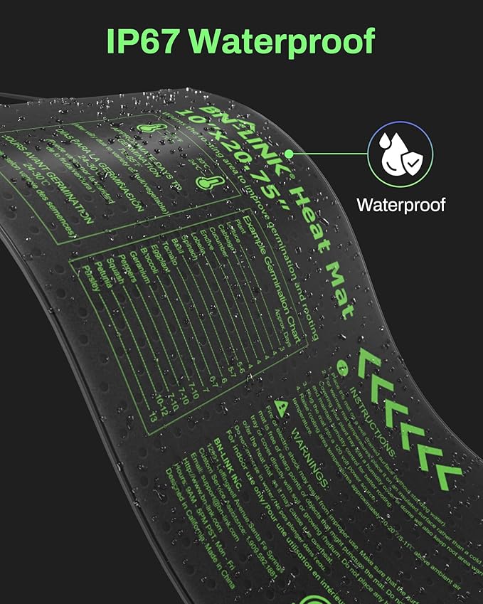 BN-LINK Durable Seedling Heat Mats for Seed Starting 10" x 20.75", 4 Pack Waterproof Warming Mat for Plants Germination, Plant Heating Pad for Indoor Growing, Hydroponic, Greenhouse, ETL Listed - Image 3