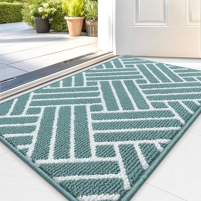 OLANLY Indoor Door Mat, 36x24 Inch, Dirt Resistant and Absorbent, Non-Slip Rubber Backing Floor Mats, Easy Clean Low-Profile Doormat for Entryway, Front Door, and Inside Entrance, Sage Green by OLANLY