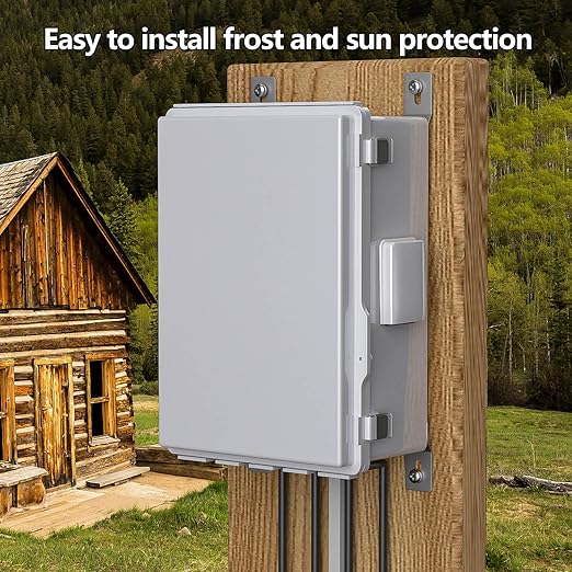 Electrical Junction Box, Ventilated Design, Cable Grommets, Indoor/Outdoor Use with Mounting Panel & Hinged Cover. Waterproof IP 65. (Grey Cover, 13.8"x9.7"x5.9") - Image 5