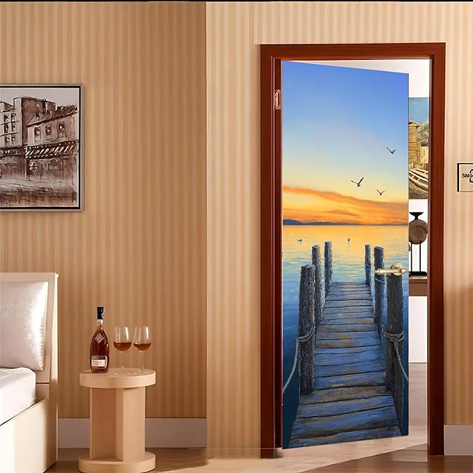 3D Door Stickers, Peel and Stick Vinyl Wallpaper, Self-Adhesive Mural Door Cover for Home Decor 30.3" W x 78.7" H - Image 7