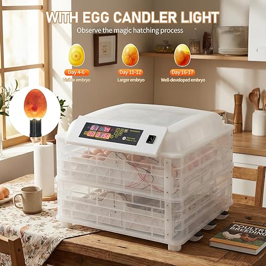 Winado Incubators for Hatching Eggs, 96 Egg Incubator with Automatic Egg Turning & Temperature Control, Egg Candler, and Day Counter for Chicken, Duck, and Quail Eggs Hatching - Image 4