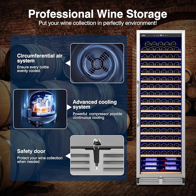 Upgraded 190 Bottles Wine Cooler Refrigerator,24 Inch Wide Wine Fridge with Professional Temperature Control System, Freestanding or Built-in installation, Quiet Operation - Image 2