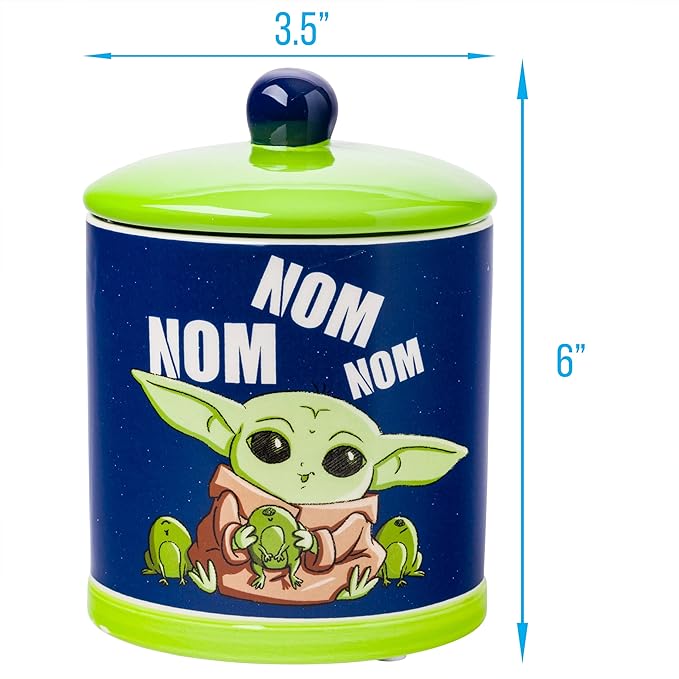 Silver Buffalo Star Wars The Mandalorian Baby Yoda Grogu Nom Nom The Child Eating Frog Eggs Ceramic Cookie Snack Jar (Small) - Image 3