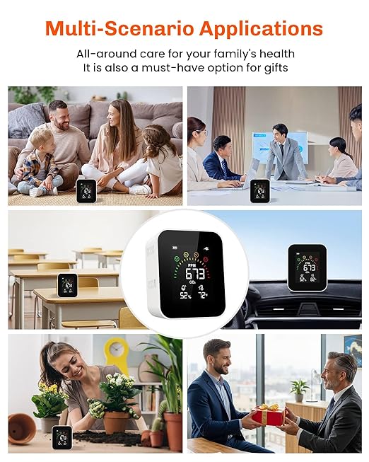 Air Quality Monitor Indoor for CO2, Temp, Humidity, YOWEXA 400-10,000 PPM Carbon Dioxide Detector with NDIR CO2 Sensor & Color Screen, 3 Adjustable Backlight CO2 Monitor for Home/Office/Car/Plant - Image 8