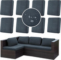 8Pcs Stretch Couch Cushion Covers, Water Resistant Outdoor Sofa Cuhsion Cover Replacement,Washable Outdoor Patio Chair Seat Cushion Covers for Furniture Protect (Charcoal Gray, Grid Textured) by CALBODE