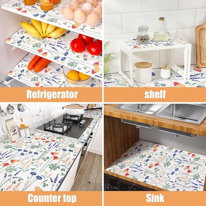 Drawer and Shelf Liner for Kitchen Cabinets Non Adhesive Cabinet Liner Strong Grip Waterproof Kitchen Drawer Liner for Shelves,Refrigerator,Dresser,Cupboard Liners,Easy to Clean 12In x 10Ft - Image 4