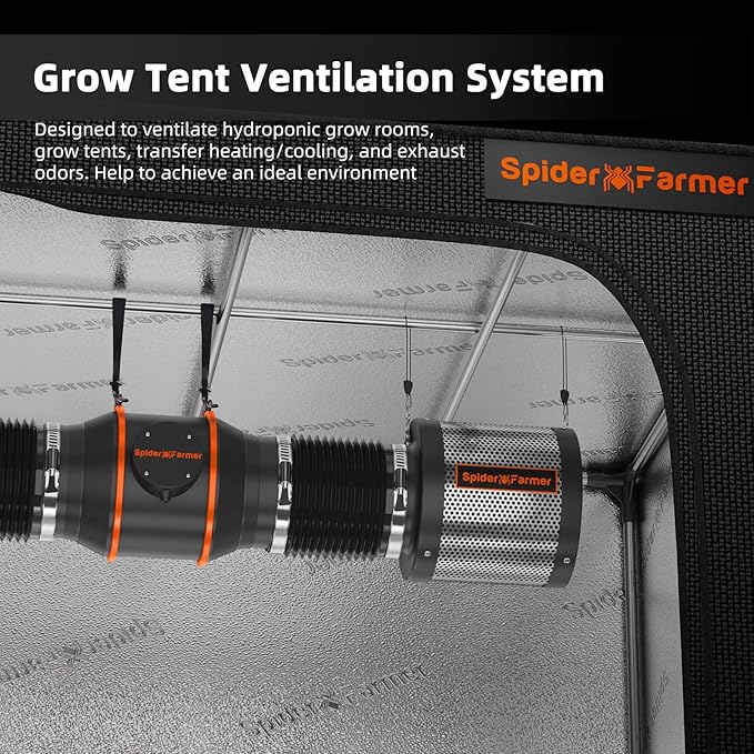 Spider Farmer 6 Inch Air Carbon Filrer Smelliness Control with Premium Australia Virgin Charcoal for Inline Duct Fan, Grow Tent Odor Control, Hydroponics, Pre-Filter Included, Reversible Flange - Image 2
