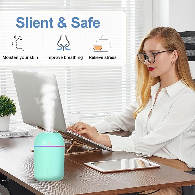 Small Humidifier for Plants, Mini Humidifiers for Bedroom, Portable Humidifiers for Car, Travel Humidifiers for Hotel, Desk Humidifiers for Office, USB Personal Humidifier, Auto Shut-Off, 330ml - Image 4