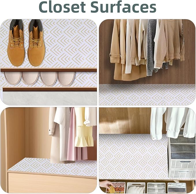 Shelf Liner for Kitchen Cabinets Non Adhesive Drawer Liner Non-Slip Thickened Shelf Liner Paper Strong Easy to Clean for Tool Box Refrigerator with Knife and Tape Measure, Gold Arrow, 23.6 x 236.2 in - Image 8