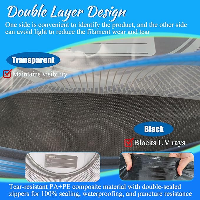 30 Sets of Upgraded Filament Storage Light-Proof Vacuum Bags for 3D Printer, Keep Dry, Avoid Light, Includes 30 Vacuum Storage Bags, 1 Pump, 30 Desiccants, 5 Clips, 2 pens, 13.4x12.6 inch - Image 3