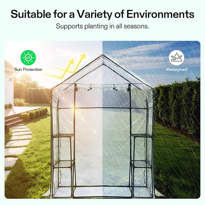 VIVOSUN Transparent 57 x 29 x 77-Inch Mini Walk-in Green House with Windows and Anchors, Plant Garden Hot House - Image 4