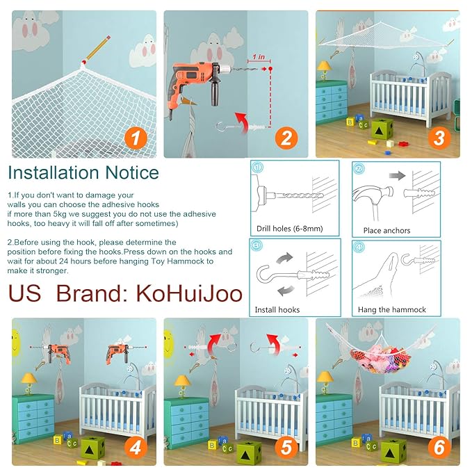 Toy Hammock, Stuffed Animals Hammock, Jumbo Toy Storage Net 83" Wall Sling Corner Extra Large Kids Children Mesh Toy Net Organizer (White, 83 Inch) - Image 5