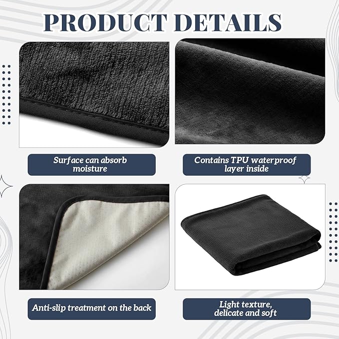 1 Pcs Couples Waterproof Mat 54 x 34 in Lover Reusable Stainproof Blanket Quiet Easy Use Mattress Protector for Adult Multi Functional Bed Sheet Couple Messy Play Pleasure Comfort (Black) - Image 4