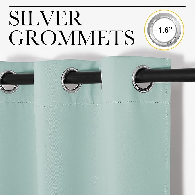 NICETOWN Kitchen Blackout Window Curtain Panel, Aqua Blue, 1 Panel, 55 by 68 inches Long, Home Fashion Thermal Insulated Solid Grommet Room Darkening Drape for Apartment - Image 3