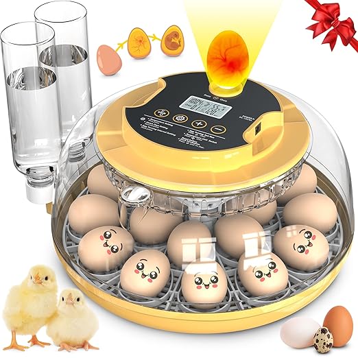 18 Egg Incubator with Automatic Egg Turning and Humidity Control, Chicken Incubator for Hatching Eggs with Temperature Display, Auto Record, Egg Candler, Extra 2 Water Bottles & 2 Egg Trays by Innvello