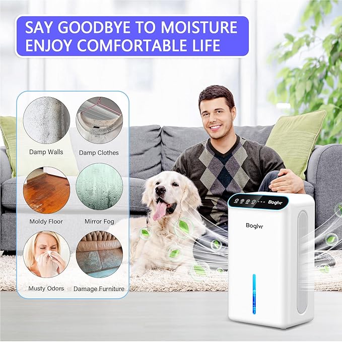 Dehumidifiers, Dehumidifier for Home (85 OZ, 800 sq.ft) Quiet Small Dehumidifier for Bedroom Bathroom Basement with Drain Hose, 3 Gear Timer, Sleep Mode, Auto Shut Off, 7 Color Ambient Light - Image 7