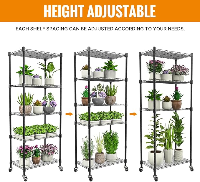 Indoor Greenhouse with Grow Lights, 5 Tier 23.2" L×13.4" W×61.4" H Mini Greenhouse, Grow Light Shelf with Tent and Thermometer, with 72W Full Spectrum Growing Lamps for Seed Starting - Image 5