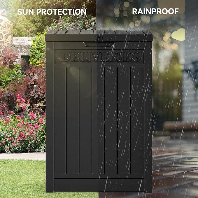 YITAHOME Resin Package Delivery Box 51 Gallon, Secure Lockable Resin Package Delivery Container, Deck Box for Porch & Curbside, Black - Image 3