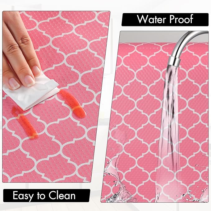 Cooyes Shelf Liner, Non Adhesive Drawer and Cabinet Liner, EVA Washable Oil-Proof Shelf Paper for Kitchen Cabinets, Refrigerator, Storage, Desks with Modern Pattern - Image 5