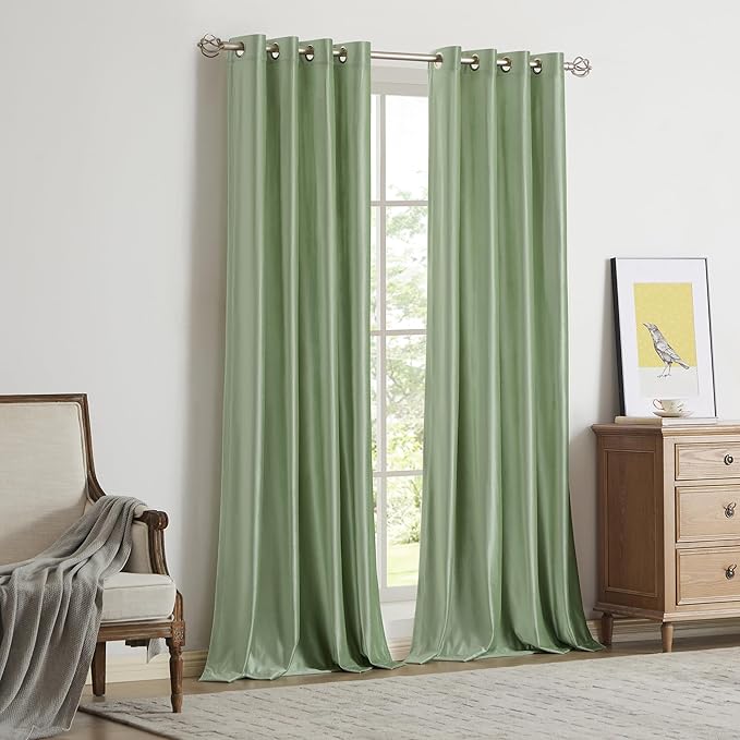 BULBUL Sage Green Velvet Curtains 84 inches Luxury Elegant Living Room Curtain Modern Light Filtering Thermal Insulated Soundproof Privacy Room Darkening Drapes for Classical Bedroom Set of 2 - Image 7