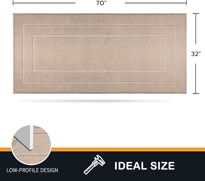 PURRUGS Dirt Trapping Door Mat 32" x 70", Non-Slip/Skid Machine Washable Entryway Rug, Dog Doormat, Super Absorbent Welcome Mat for Muddy Wet Shoes and Paws, Beige - Image 2