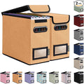 BALEINE File Organizer Box with Lid, Collapsible File Folder Organizer with Plastic Slide, Hanging File Folder Box for Office Document Storage (2 Pack, Orange, S) by BALEINE