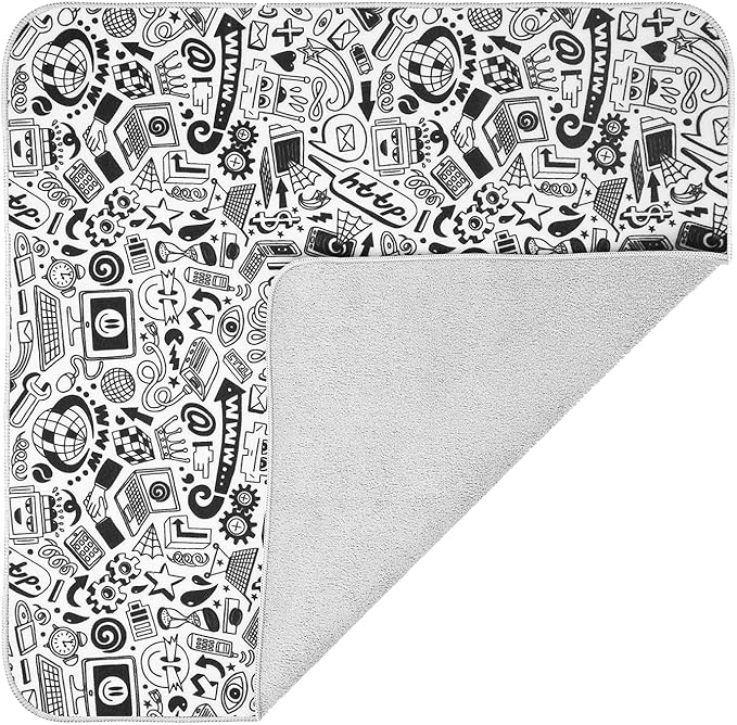 15 in Camera Wrap with Pouch,Lens Protective Wrap,Anti-scratch Anti-dust, Flexible Wrapper Camera Travel Accessories for DSLR Mirrorless Camera Lens(Graffiti), 11.8, Black-White by XAMOREST