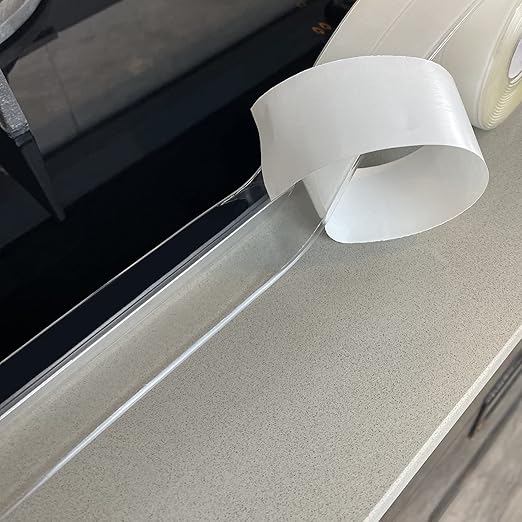 Caulk Tape Self Adhesive,Caulking Tape for Bathroom Sealant Strip Caulk Strip,Waterproof Caulking Sealing Tape for Bathroom, Toilet, Kitchen Countertop,Bathroom,Toilet (Clear-1.5IN-10.5FT-A) - Image 3