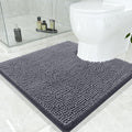 Smiry Luxury Chenille Toilet Rugs U-Shaped 24x24, Soft Absorbent Non-Slip Contour Bathroom Rugs for Toilet, Machine Washable Contoured Bath Mats, Charcoal Grey by Smiry