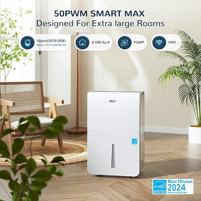 Dehumidifier for Basement,Energy Star Certified for 4500 Sq.Ft Large Room, MAX to 70 Pints/day, included 16.4 Feet Drain Hose and Pump,White - Image 7
