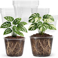 16 Pack 10/8/6/5 Inch Reinforced Large Clear Nursery Pots with Drainage Holes, Transparent Variety Pack Plastic Plant Pot for Vegetable Propagation, Root Cutting, Seed Starting by Bluepro