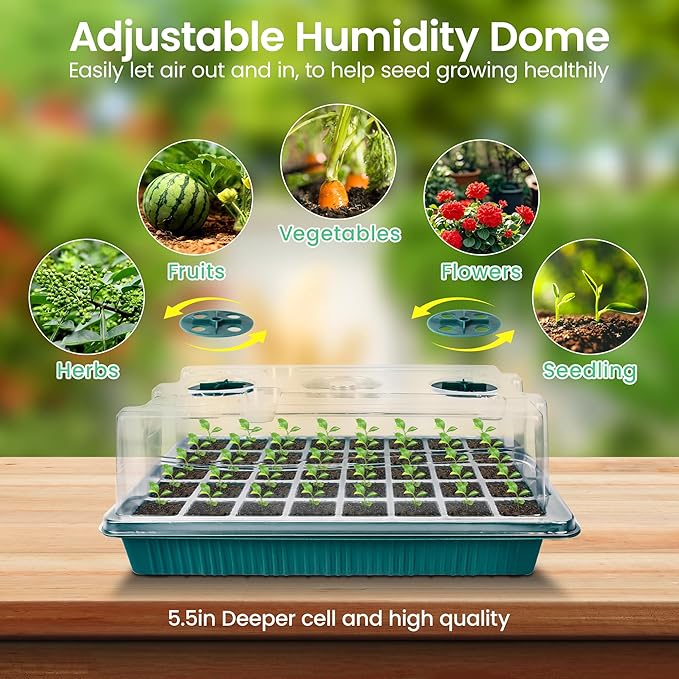 2 Pack 80 Cells Seed Starter Tray with Grow Light & Heat Mat, Plant Seed Starter Kit with Humidity Domes, Automatic Timer, and Adjustable Brightness for Indoor Greenhouse Gardening - Image 7