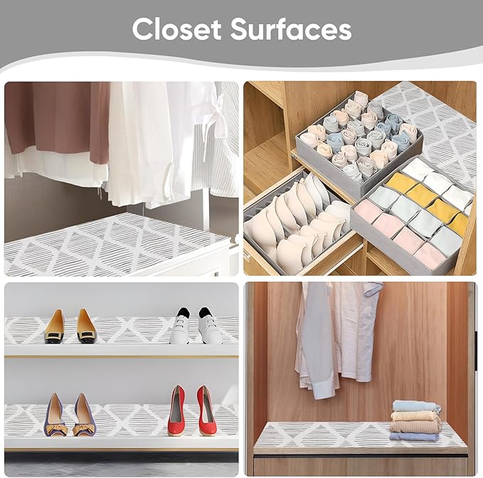 Shelf Liners Cabinet Liner Drawer Liner 12in X 13ft Non Adhesive Non-Slip Easy to Clean Waterproof Black Diamond Stripe Liner for Kitchen Cupboard, Desks, Pantry, Tool Box - Image 7