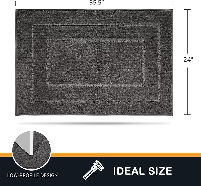 PURRUGS Dirt Trapping Door Mat 24" x 35.5", Non-Slip/Skid Machine Washable Entryway Rug, Dog Doormat, Super Absorbent Welcome Mat for Muddy Wet Shoes and Paws, Grey - Image 2