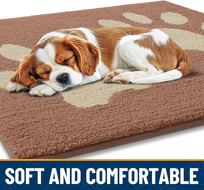 Smiry Dog Door Mat for Muddy Paws, Absorbs Moisture and Dirt, Low-Profile Entryway Mat with Non-Slip Backing, Entry Indoor Outdoor Doormat for Inside Floor (30x20 Inches, Camel, Paw) - Image 4