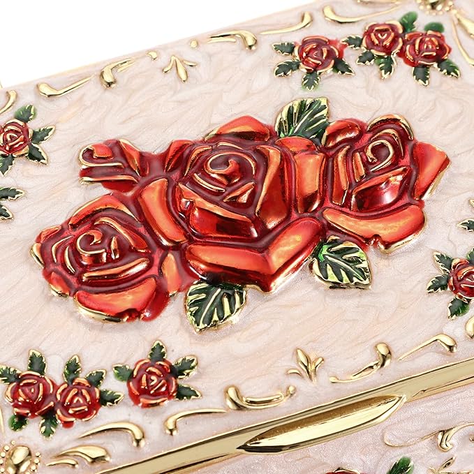 Hipiwe Vintage Metal Jewelry Box Small Treasure Chest Case Trinket Organizer Earrings Necklace Bracelet Storage Box Ring Box Holder Keepsake Box for Women - Image 4