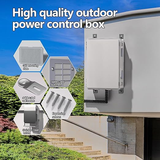Electrical Junction Box, Ventilated Design, Cable Grommets, Indoor/Outdoor Use with Mounting Panel & Hinged Cover. Waterproof IP 65. (Grey Cover, 17.7"x13.7"x7.9") - Image 4