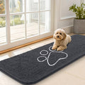 OLANLY Dog Door Mat for Muddy Paws 59x20, Paw Print Design, Absorbs Moisture and Dirt, Absorbent Non-Slip Washable Doormat, Quick Dry Chenille Mud Mat for Dogs, Entry Indoor Entryway Carpet, Dark Grey by OLANLY