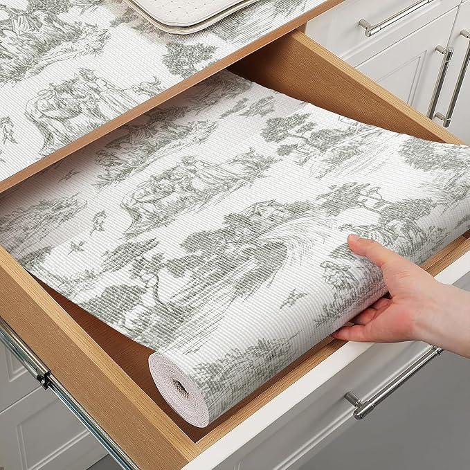 Tatyanna Shelf Liner for Kitchen Cabinets Non Adhesive Drawer Liner Non Slip Cabinet Liner Strong Grip Green Shelf Liners Waterproof Easy to Clean Dresser Liner for Kitchen Cupboard 12IN x 16.4FT by Tatyanna