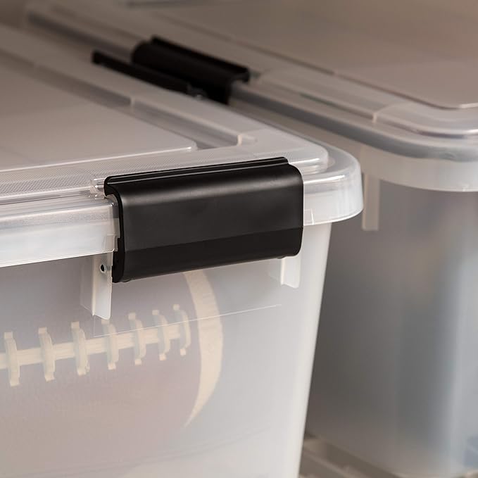 IRIS USA 41 Quart WEATHERPRO Plastic Storage Box with Durable Lid and Seal and Secure Latching Buckles, Clear with Black Buckles, 1 Pack - Image 4