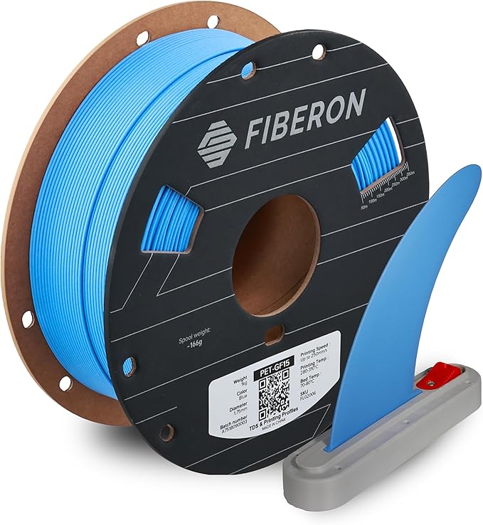 Polymaker Fiberon Blue PET-GF15 3D Printer Filament 1.75mm 1KG, 15% Glass Fiber Reinforced, High Strength & Heat Resistance, Ideal for Automotive, Industrial & Functional Parts, AMS Compatible by Polymaker