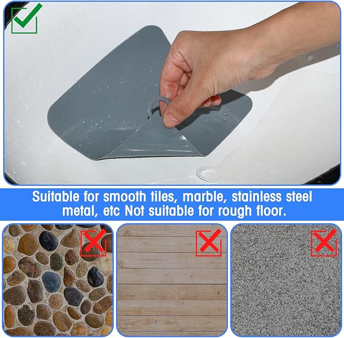 Yinkin 6 Pcs Drain Covers to Keep Bugs Out Silicone Shower Floor Tub Stoppers Bathtub Drain Stoppers Sewer Anti-Odor Mats Deodorizing Plugs for Bathroom(6 x 6 Inch,Square,Grey) - Image 5