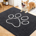 OLANLY Dog Door Mat for Muddy Paws 40x32, Paw Print Design, Absorbs Moisture and Dirt, Absorbent Non-Slip Washable Doormat, Quick Dry Chenille Mud Mat for Dogs, Entry Indoor Entryway Carpet, Dark Grey by OLANLY
