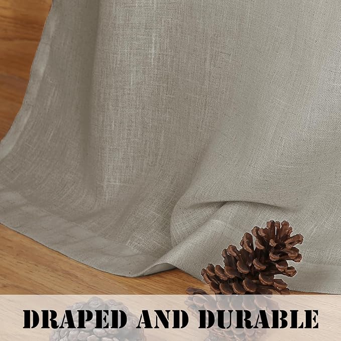 H.VERSAILTEX Linen Curtains Elegant Natural Linen Semi Sheer Curtains Energy Light Filtering Rod Pocket Window Treatments Panels for Living Room (Set of 2, Oatmeal, 52 inch W X 96 inch L) - Image 6