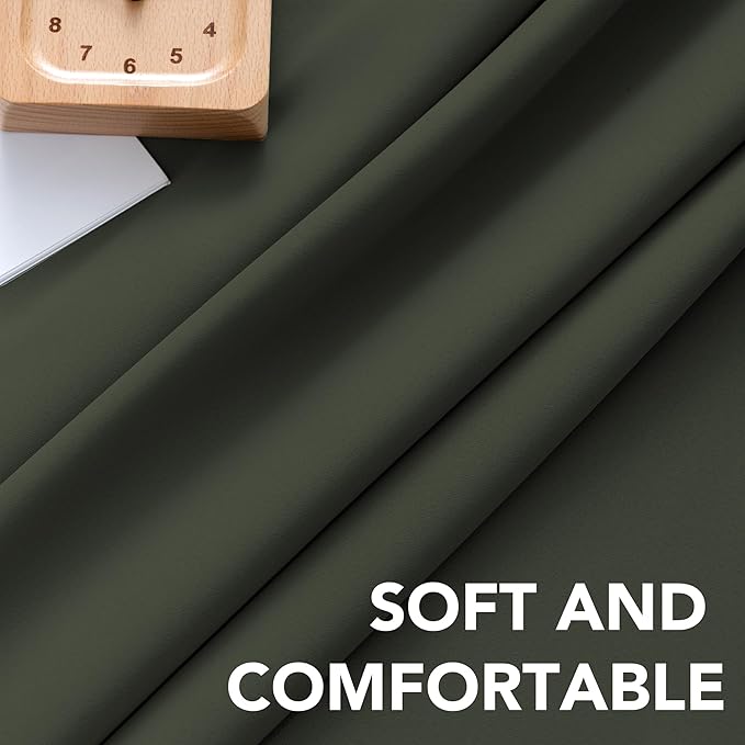 H.VERSAILTEX Blackout Curtains Thermal Insulated Window Treatment Panels Room Darkening Blackout Drapes for Living Room Back Tab/Rod Pocket Bedroom Draperies (2 Panels, Olive, 42 x 84 Inch) - Image 5