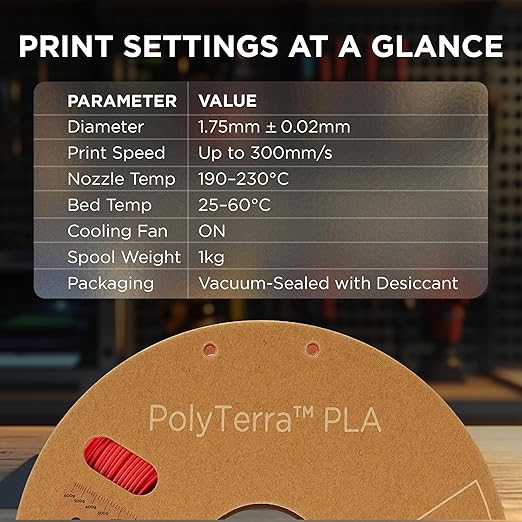 Polymaker Matte PLA Filament Lava Red 1.75mm 1kg 3D Printing Filament, PolyTerra 3D Printer PLA Filament - Image 6