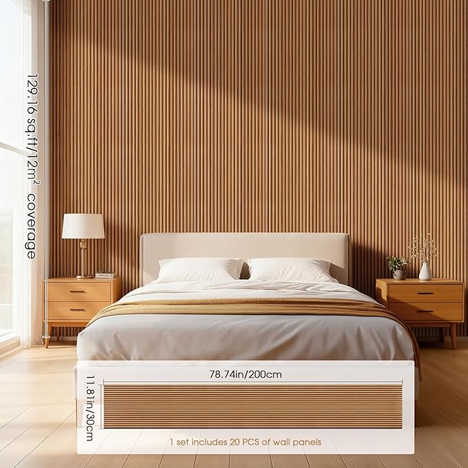PS Wall Panels for Interior Wall Decor, 20-Pack 78.74×11.81 in., Covers 129.16 sq.ft, Lightweight Wall Panels, Glue-On Wall Covering Panels-Teak - Image 2