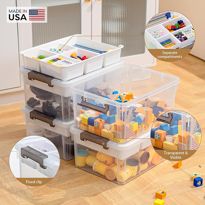 Citylife 17 QT Plastic Storage Box with Removable Tray Craft Organizers and Storage Clear Storage Container for Organizing Bead, Tool, Sewing, Playdoh - Image 7